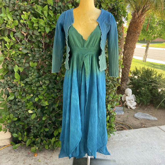 ReDyed Cardigan With Blue to Green Ombre - Picture 6 of 6